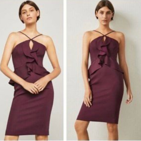 BCBGMAXAZRIA Sleeveless Halter Peplum Dress - Picture 1 of 9